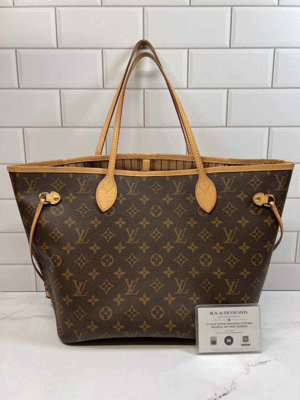 LV Louis Vuitton Monogram Tote Bag Neverfull MM Purse Handbag